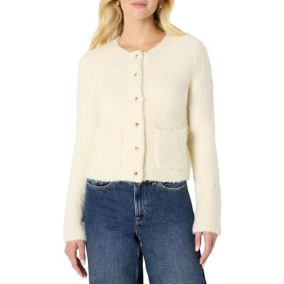 Amazon Damen Regular-Fit-Bouclé-Jacke aus Wollmischung mit Knöpfen, Creme, S Amazon Damen Regular-Fit-Bouclé-Jacke aus Wollmischung mit Knöpfen, Creme, S