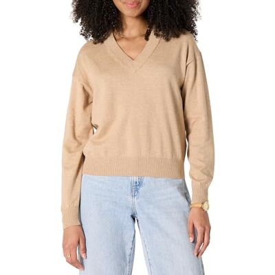 Amazon Damen Leichter Langarm-Pullover Mit V-Ausschnitt, Gelb Heide, XXS Amazon Damen Leichter Langarm-Pullover Mit V-Ausschnitt, Gelb Heide, XXS