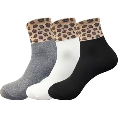 Joylife 3 Paris Leopardenmuster Crew Socken Trendy Tiermuster Kleid Socken für Damen, Mit Leopardenmuster, Einheitsgröße Joylife 3 Paris Leopardenmuster Crew Socken Trendy Tiermuster Kleid Socken für Damen, Mit Leopardenmuster, Einheitsgröße
