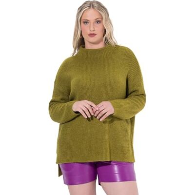 Ulla Popken Damen große Größen Übergrößen Plus Size Rollkragen-Pullover, Rippstrick, Oversized, Langarm helles gelbgrün 50+ 822713630-50+ Ulla Popken Damen große Größen Übergrößen Plus Size Rollkragen-Pullover, Rippstrick, Oversized, Langarm helles gelbgrün 50+ 822713630-50+
