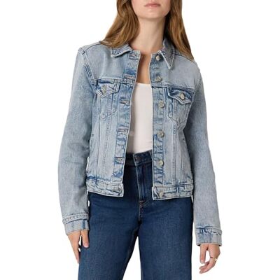 Amazon Damen Trucker-Jacke aus Denim Mit Taschen, Helles Eis, XS Amazon Damen Trucker-Jacke aus Denim Mit Taschen, Helles Eis, XS