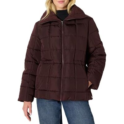 Amazon Damen Karierte Oversize-Steppjacke Mit Puffärmeln Und Verstellbarer Taille, Dunkles Maronibraun, M Amazon Damen Karierte Oversize-Steppjacke Mit Puffärmeln Und Verstellbarer Taille, Dunkles Maronibraun, M