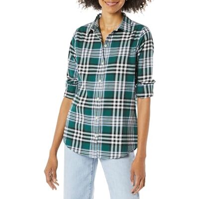 Amazon Damen Flanellhemd, Klassische Passform, langärmelig, leicht, kariert, Dunkelgrün, Kilt Plaid, Small Amazon Damen Flanellhemd, Klassische Passform, langärmelig, leicht, kariert, Dunkelgrün, Kilt Plaid, Small