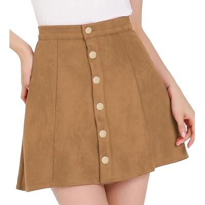 Allegra K Damen A-Linie Hohe Taille Wildleder Knopfleiste Minirock Rockabilly Kurzer Rock Braun S Allegra K Damen A-Linie Hohe Taille Wildleder Knopfleiste Minirock Rockabilly Kurzer Rock Braun S