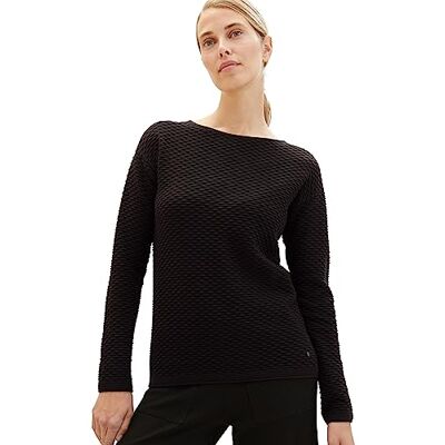 TOM TAILOR Damen 1038884 Pullover mit Struktur, 14482-deep Black, XXXL TOM TAILOR Damen 1038884 Pullover mit Struktur, 14482-deep Black, XXXL