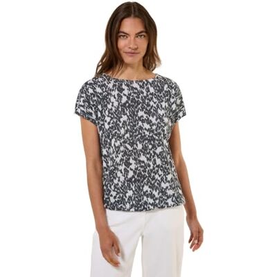 Cecil TOS Minimal AOP Summer Knit T-Shirt Vanilla White M Cecil TOS Minimal AOP Summer Knit T-Shirt Vanilla White M