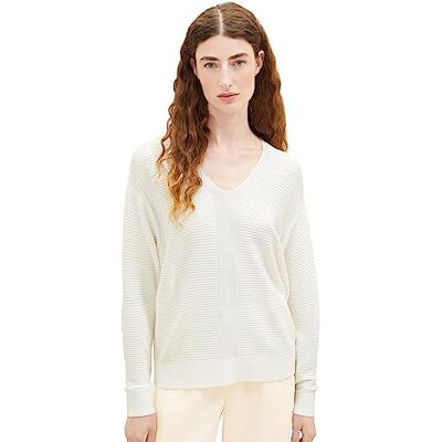 TOM TAILOR Damen Basic-Strickpullover mit V-Ausschnitt TOM TAILOR Damen Basic-Strickpullover mit V-Ausschnitt