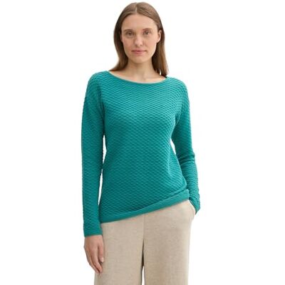 TOM TAILOR Damen Pullover mit Struktur,21178 Ever Green, XL TOM TAILOR Damen Pullover mit Struktur,21178 Ever Green, XL