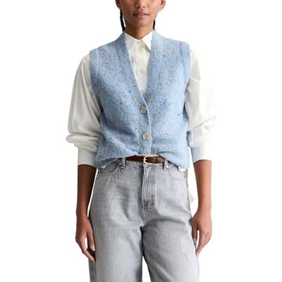 Marc O' Polo Marc OߴPolo Denim Damen Pullunder ärmellos Bouclé-Cardigan, Blau (Blue Dusk), XXL Marc O' Polo Marc OߴPolo Denim Damen Pullunder ärmellos Bouclé-Cardigan, Blau (Blue Dusk), XXL