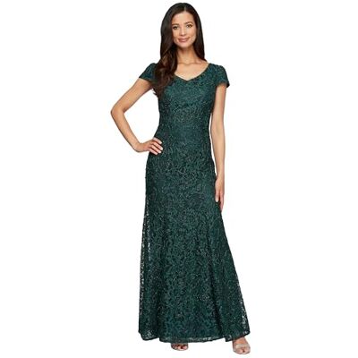 Alex Damen Long Cap Sleeve Dress Kleid fr besondere Anlsse, Hunter Green, 46 Alex Damen Long Cap Sleeve Dress Kleid fr besondere Anlsse, Hunter Green, 46