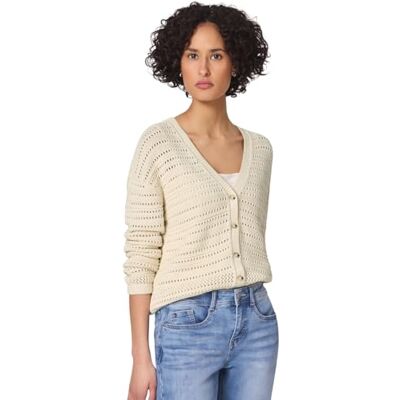 Street One Langarm Cardigan mit V-Neck Soft beige 44 Street One Langarm Cardigan mit V-Neck Soft beige 44