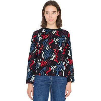 Cecil Print-Bluse mit Glitzer Black Multi S Cecil Print-Bluse mit Glitzer Black Multi S