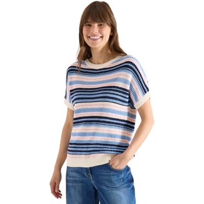 Cecil Kurzarm Pullover aus Bändchengarn universal Blue M Cecil Kurzarm Pullover aus Bändchengarn universal Blue M