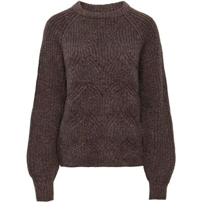 ONLY Damen Onlgila Life Ls Structure O-Neck Bf KNT, Seal Brown, M ONLY Damen Onlgila Life Ls Structure O-Neck Bf KNT, Seal Brown, M