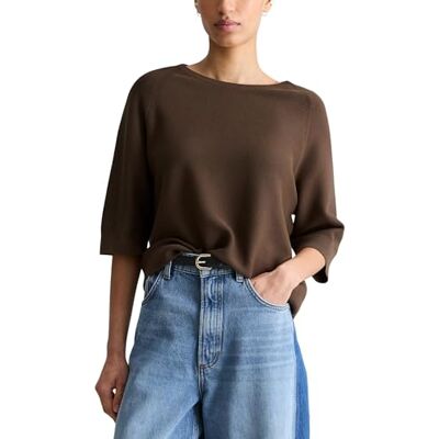 Marc O' Polo Marc OߴPolo Denim Damen Pullover mit Rundhalsausschnitt Relaxed Fit, Braun (Hazelnut Brown), XXS Marc O' Polo Marc OߴPolo Denim Damen Pullover mit Rundhalsausschnitt Relaxed Fit, Braun (Hazelnut Brown), XXS