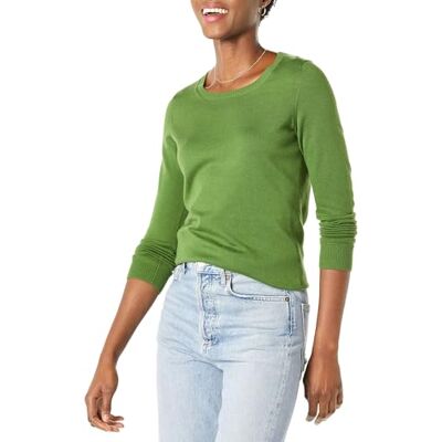 Amazon Damen Leichter, Langärmeliger Pullover Mit Rundhalsausschnitt (Erhältlich in Übergröße), Grün, XS Amazon Damen Leichter, Langärmeliger Pullover Mit Rundhalsausschnitt (Erhältlich in Übergröße), Grün, XS