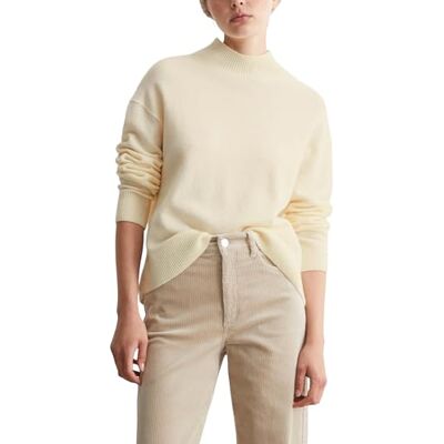 Marc O' Polo Denim Damen Strickpullover mit Stehkragen elegant, Braun (Offwhite Melange 01), M Marc O' Polo Denim Damen Strickpullover mit Stehkragen elegant, Braun (Offwhite Melange 01), M