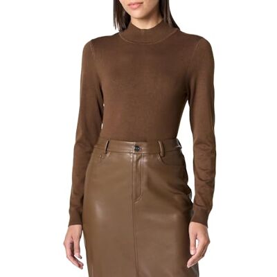 The Drop Maura Pullover für Damen, langärmelig, Stehkragen, Kaffeebraun, L The Drop Maura Pullover für Damen, langärmelig, Stehkragen, Kaffeebraun, L