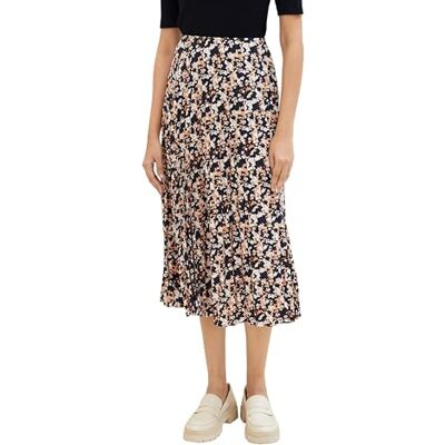 TOM TAILOR Damen Plissee Rock, 34765 Coral Cut Floral Design, 32 TOM TAILOR Damen Plissee Rock, 34765 Coral Cut Floral Design, 32