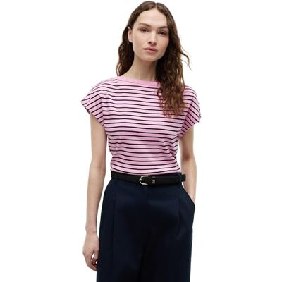 Tommy Hilfiger Damen T-Shirt Kurzarm Gold mit U-Boot-Ausschnitt, Mehrfarbig (Breton STP Rose Petal/Dark Night), M Tommy Hilfiger Damen T-Shirt Kurzarm Gold mit U-Boot-Ausschnitt, Mehrfarbig (Breton STP Rose Petal/Dark Night), M