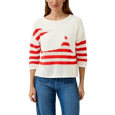 S. Oliver Locker gestrickter Pullover im Relaxed Fit mit Blumen-Artwork S. Oliver Locker gestrickter Pullover im Relaxed Fit mit Blumen-Artwork