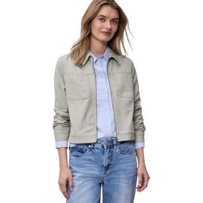 Street One Jacke mit Fischgrätmuster und Zipper smoke beige 46 Street One Jacke mit Fischgrätmuster und Zipper smoke beige 46