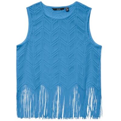VERO MODA Vmvikki Sl O-Neck Short Fring Top JRS Ga VERO MODA Vmvikki Sl O-Neck Short Fring Top JRS Ga