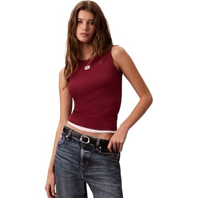 Calvin Women A WVN LBL 2X2 CTTN Lv047C201G Tank Top, RED (Rhododendron), S Calvin Women A WVN LBL 2X2 CTTN Lv047C201G Tank Top, RED (Rhododendron), S