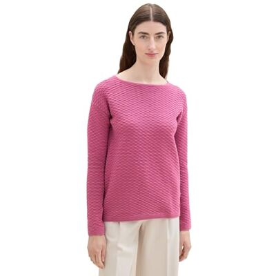 TOM TAILOR Damen Pullover mit Struktur,16348 pink Velvet, XL TOM TAILOR Damen Pullover mit Struktur,16348 pink Velvet, XL