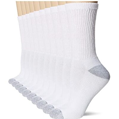 Hanes Damen Groß und Hoch Gepolsterte Rundhalsausschnitt verstärkte Ferse Baumwolle Rich Knit Athletic Socken Weiß - Hanes Damen Groß und Hoch Gepolsterte Rundhalsausschnitt verstärkte Ferse Baumwolle Rich Knit Athletic Socken Weiß -