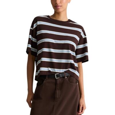 Marc O' Polo Marc OߴPolo Denim Damen T-Shirt aus Bio-Baumwolle gestreift, Braun (Dark Brown Multi 02), XL Marc O' Polo Marc OߴPolo Denim Damen T-Shirt aus Bio-Baumwolle gestreift, Braun (Dark Brown Multi 02), XL
