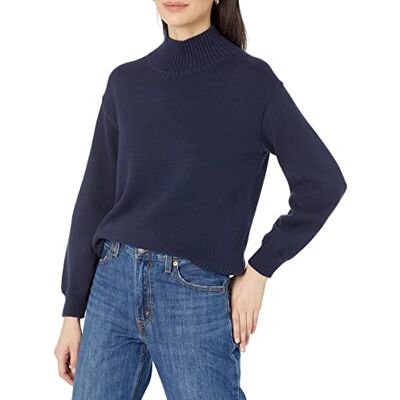 Amazon Damen Pullover mit Trichterkragen aus Baumwolle (Erhältlich in Übergröße), Marineblau, Größe S Amazon Damen Pullover mit Trichterkragen aus Baumwolle (Erhältlich in Übergröße), Marineblau, Größe S