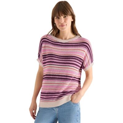 Cecil Kurzarm Pullover aus Bändchengarn Sweet Grape red L Cecil Kurzarm Pullover aus Bändchengarn Sweet Grape red L