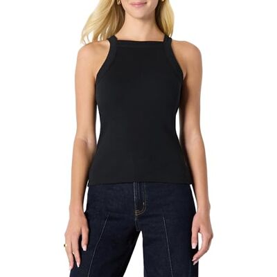 Amazon Damen Slim-Fit-Kurzarm-Rippshirt, Tanktop mit Stretchanteil und Hohem Ausschnitt, Formstabil, Schwarz, XXL Amazon Damen Slim-Fit-Kurzarm-Rippshirt, Tanktop mit Stretchanteil und Hohem Ausschnitt, Formstabil, Schwarz, XXL