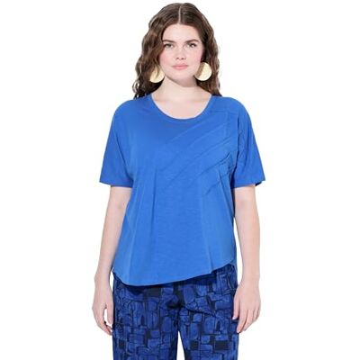 Ulla Popken Damen große Größen Übergrößen Plus Size T-Shirt, Biesen, Rundhals, Halbarm, Biobaumwolle kornblumenblau 50+ 838884744-50+ Ulla Popken Damen große Größen Übergrößen Plus Size T-Shirt, Biesen, Rundhals, Halbarm, Biobaumwolle kornblumenblau 50+ 838884744-50+