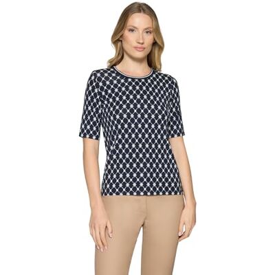 Betty Barclay Damen Basic Shirt mit Rippbündchen 36, Dunkelblau/Weiß Betty Barclay Damen Basic Shirt mit Rippbündchen 36, Dunkelblau/Weiß
