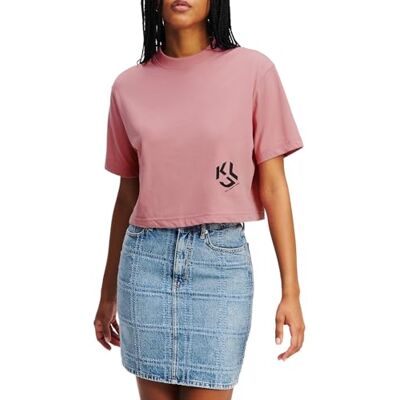 KARL LAGERFELD JEANS Damen Regular Cropped Monogram T-Shirt Foxglove XS KARL LAGERFELD JEANS Damen Regular Cropped Monogram T-Shirt Foxglove XS