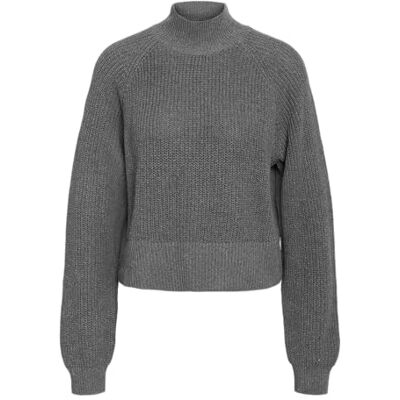 NOISY MAY Damen Nmdara L/S High Neck Knit FWD Noos, Medium Grey Melange, XS EU NOISY MAY Damen Nmdara L/S High Neck Knit FWD Noos, Medium Grey Melange, XS EU