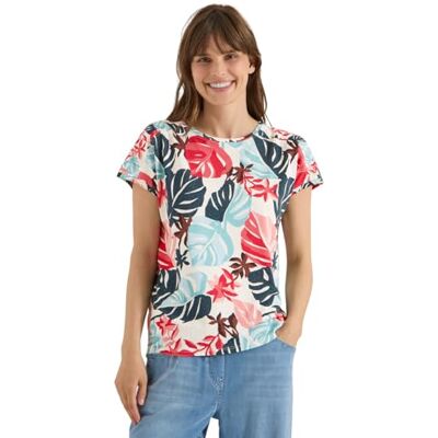 Cecil T-Shirt mit U-Boot-Ausschnitt und Print Light Alabaster White L Cecil T-Shirt mit U-Boot-Ausschnitt und Print Light Alabaster White L