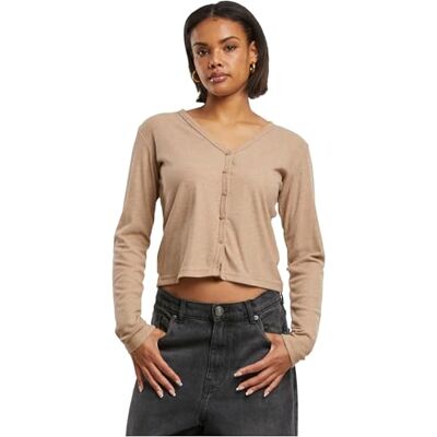 Urban Classics Ladies Rib Cardigan beigemelange, XL Urban Classics Ladies Rib Cardigan beigemelange, XL