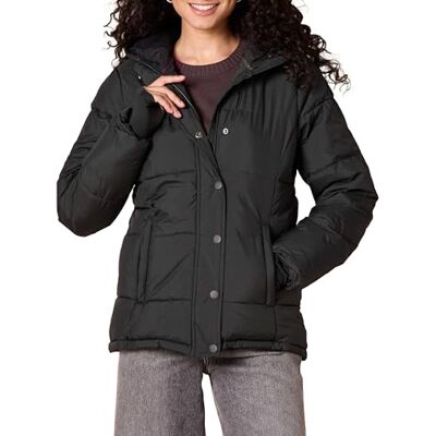 Amazon Damen Schwerer, gesteppter, langärmeliger Puffermantel mit Kapuze (erhältlich in Übergröße), Schwarz, XL Große Größen Amazon Damen Schwerer, gesteppter, langärmeliger Puffermantel mit Kapuze (erhältlich in Übergröße), Schwarz, XL Große Größen