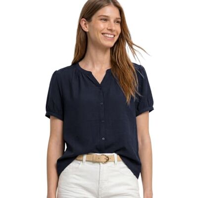Street One Kurzarm Bluse mit Split Neck und Knöpfen deep Blue 36 Street One Kurzarm Bluse mit Split Neck und Knöpfen deep Blue 36