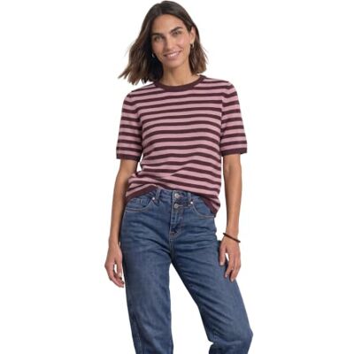 Street One Kurzarm Pullover mit Rundhals und Streifen Rustic Rouge Mel. 44 Street One Kurzarm Pullover mit Rundhals und Streifen Rustic Rouge Mel. 44