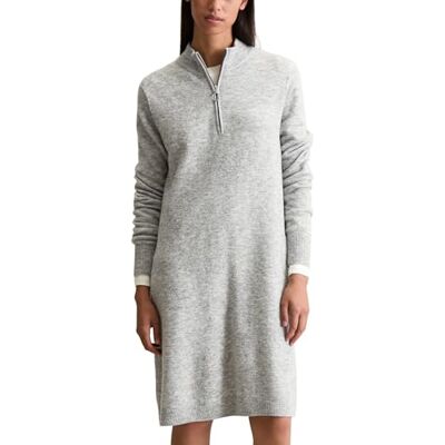 Marc O' Polo Marc OߴPolo Denim Damen Strickkleid im Troyer-Stil kurz, Grau (Stone Melange), L Marc O' Polo Marc OߴPolo Denim Damen Strickkleid im Troyer-Stil kurz, Grau (Stone Melange), L