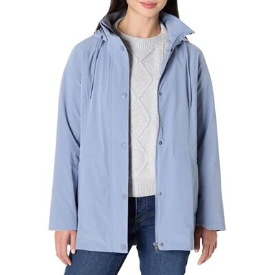 Amazon Damen Leichte Wasserdichte Regenjacke mit Kapuze, Staubblau, XL Amazon Damen Leichte Wasserdichte Regenjacke mit Kapuze, Staubblau, XL