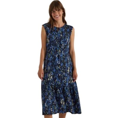 Cecil Midikleid mit Split Neck und Print urban Dark Blue L Cecil Midikleid mit Split Neck und Print urban Dark Blue L