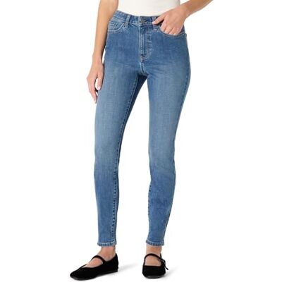 Amazon Damen Hochelastische Skinny-Jeans Hoher Bund, Mittelblau, 42 Lang Amazon Damen Hochelastische Skinny-Jeans Hoher Bund, Mittelblau, 42 Lang