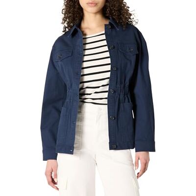 Amazon Damen Jacke aus mittelschwerem Baumwoll-Twill, Normale Passform, Marineblau, XS Amazon Damen Jacke aus mittelschwerem Baumwoll-Twill, Normale Passform, Marineblau, XS
