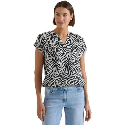 Cecil Bluse mit Split Neck und Zebra-Print Palm Breeze Green M Cecil Bluse mit Split Neck und Zebra-Print Palm Breeze Green M