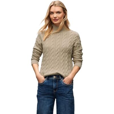 Street One Pullover mit Zopfmuster Sanded beige 38 Street One Pullover mit Zopfmuster Sanded beige 38